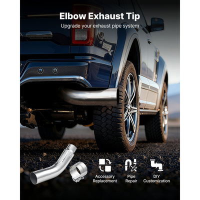 VEVOR Άκρη εξάτμισης με αγκώνα, είσοδος 101,6 mm, έξοδος 127 mm, συνολικό μήκος 584 mm, χρωμιωμένη αμπούλα εξάτμισης με σφιγκτήρα για φορτηγό, sedan, σπορ αυτοκίνητο, SUV, χρωμιωμένη δομή για αντοχή σε υψηλές θερμοκρασίες