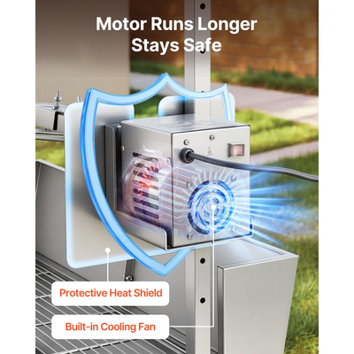 Ψησταριά VEVOR, Ψησταριά για σούβλα χοιρινού και αρνιού 38W BBQ εξωτερικού χώρου, Ψησταριά για σούβλα κάρβουνου με χωρητικότητα φορτίου 60 kg και ύψος 7 επιπέδων, Κιτ ηλεκτρικής σούβλας από ανοξείδωτο ατσάλι για κάμπινγκ εξωτερικού χώρου