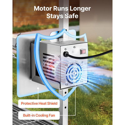 Ψησταριά VEVOR, Σούβλα για χοιρινό και αρνί 38W BBQ εξωτερικού χώρου, Ψησταριά για σούβλα κάρβουνου με χωρητικότητα 60 kg, ρόδες και ύψος 7 επιπέδων, Κιτ ηλεκτρικής σούβλας από ανοξείδωτο ατσάλι για κάμπινγκ εξωτερικού χώρου