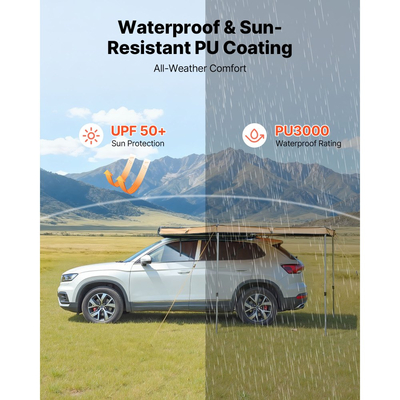 Τέντα VEVOR 270 μοιρών, τέντα οχήματος 4,9 ㎡ από την πλευρά του οδηγού, αδιάβροχες τέντες αυτοκινήτου UV50+ με τσάντα μεταφοράς, τέντες εδάφους παντός καιρού, στέγαστρο αυτοκινήτου για SUV, βαν, φορτηγό, κάμπινγκ