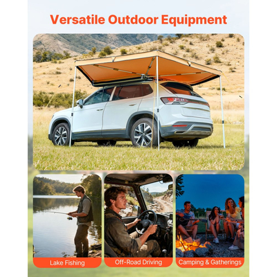 Τέντα VEVOR 270 μοιρών, τέντα οχήματος 4,9 ㎡ από την πλευρά του οδηγού, αδιάβροχες τέντες αυτοκινήτου UV50+ με τσάντα μεταφοράς, τέντες εδάφους παντός καιρού, στέγαστρο αυτοκινήτου για SUV, βαν, φορτηγό, κάμπινγκ