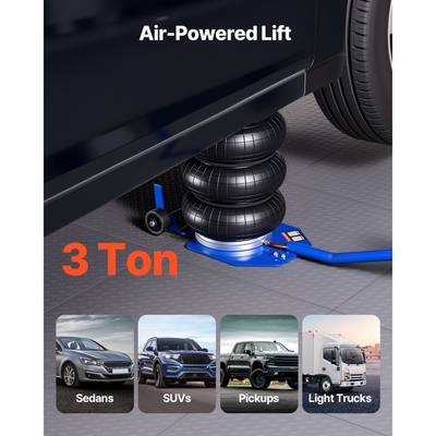 Αερόσακος VEVOR, Τριπλός Αερόσακος 3 Τόνων, Αερόσακος με Έξι Χαλύβδινους Σωλήνες, Ανύψωση Έως 450 mm, Πνευματικός Γρήγορης Ανύψωσης 1-6 s με Μακριά Λαβή & Ελαστικό Μαξιλάκι για Επισκευές Αυτοκινήτων, SUV, Pick-up Φορτηγών, Συνεργεία