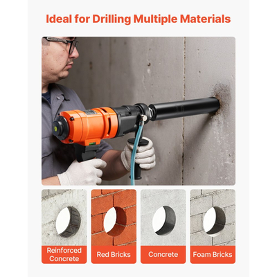 Τρυπάνι με πυρήνα VEVOR, διάμετρος 76 mm, βάθος τρυπήματος 356 mm, εσωτερικό σπείρωμα 1-1/4 in-7, τεχνολογία συγκόλλησης υψηλής ακρίβειας, τρυπάνι με πυρήνα υγρού διαμαντιού για οπλισμένο σκυρόδεμα, κόκκινα τούβλα και τοιχοποιία