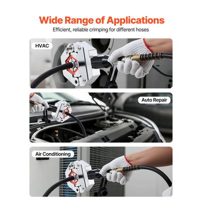 Πρεσαριστός υδραυλικός σωλήνας VEVOR, κιτ πρεσαριστού σωλήνα AC Hydra-Krimp με 7 μήτρες που κουμπώνουν και θήκη μεταφοράς, εργαλείο πρεσαριστού υδραυλικού σωλήνα A/C για επισκευή αυτοκινήτων και κλιματιστικών (διαχωριζόμενο με χειροκίνητη αντλία)