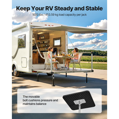 Συρόμενος γρύλος στήριξης VEVOR RV, 2 τεμάχια συρόμενου γρύλου ισοπέδωσης τροχόσπιτου, γρύλοι στήριξης από χάλυβα με ηλεκτροστατική βαφή για τροχόσπιτο, τροχόσπιτο, τρέιλερ ταξιδιού, υποστηρίζει έως 453,59 κιλά, ρυθμιζόμενο από 541,02 έως 48 1219,2 χιλιοστά