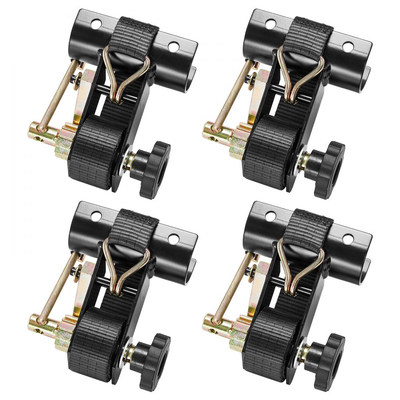 Ιμάντες καστάνιας VEVOR για σκάλες, βάση με στρογγυλό σωλήνα 47,6-50,8 mm σε μαύρο χρώμα, πλάτος 38 mm x μήκος 2,25 m, μαύροι ιμάντες σκάλας με διπλά J-Hooks, φορτίο βαρέως τύπου 226,8 kg, ιμάντας ασφάλισης με αγκράφα φορτίου (4 τεμάχια)