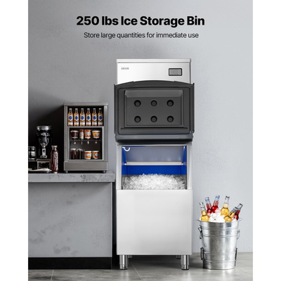 Επαγγελματική παγομηχανή VEVOR, παγομηχανή 204KG/24H με δοχείο αποθήκευσης από ανοξείδωτο χάλυβα 113KG, αυτόματος αυτοκαθαριζόμενος παγομηχανή με οθόνη αφής για μπαρ, καφέ, εστιατόριο, επιχειρήσεις, εμπορικές