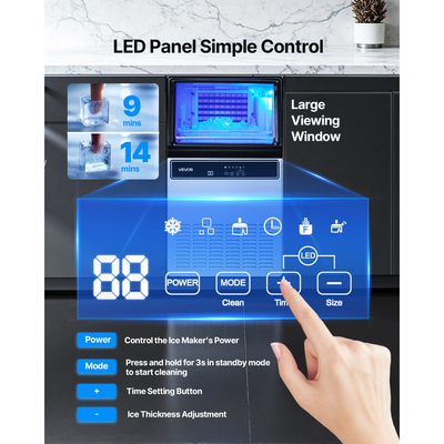 Επαγγελματική παγομηχανή VEVOR με αντλία, 59 κιλά/24 ώρες με χωρητικότητα 15 κιλά, 45 κύβοι ανά κύκλο, ελεύθερη και κάτω από πάγκο, με οθόνη LED και αυτοκαθαρισμό, για οικιακή χρήση, μπαρ/εστιατόριο