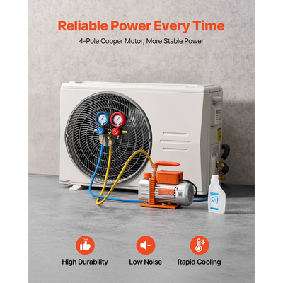 Σετ αντλίας κενού και μετρητή VEVOR AC, 3,5 CFM 99 L/min, Μονοβάθμια αντλία κενού με περιστροφικό πτερύγιο HVAC, Κιτ μετρητή πολλαπλής μέτρησης A/C, για R134a R22 R410a R1234YF R32, με τσάντα μεταφοράς, για αυτόματο κλιματισμό HVAC