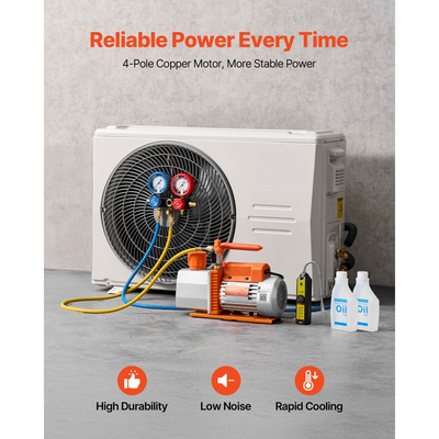 Σετ αντλίας κενού και μετρητή VEVOR AC, 7 CFM 198 L/min, Διβάθμια αντλία κενού με περιστροφικό πτερύγιο HVAC, Κιτ μετρητή πολλαπλής μέτρησης A/C, για R134a R22 R410a, με τσάντα μεταφοράς ανιχνευτή διαρροών, για αυτόματο κλιματισμό HVAC