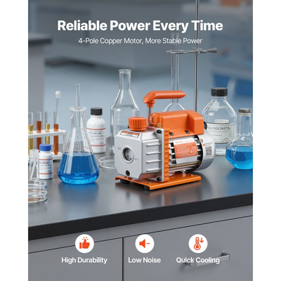 Θάλαμος κενού VEVOR 18,93 L με αντλία, 3,5 CFM 99 L/min, Μονοβάθμια αντλία κενού, Κιτ θαλάμου απαέρωσης από ανοξείδωτο χάλυβα, Καπάκι από σκληρυμένο γυαλί, Σωλήνας 1,5 m, για σταθεροποίηση ξύλου με ρητίνη σιλικόνης για απαέρωση