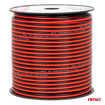 Amio - Δίδυμο Καλώδιο Ηχείων CCA 2×1,5mm² 100m - 1 τεμ. (04459/AM)