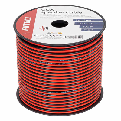 Amio - Δίδυμο Καλώδιο Ηχείων CCA 2×1,5mm² 100m - 1 τεμ. (04459/AM)