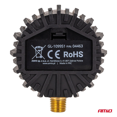 Amio - Ψηφιακό Μανόμετρο Πίεσης 17 bar με Λαστιχένια Προστασία - 1τεμ. (04463/AM)