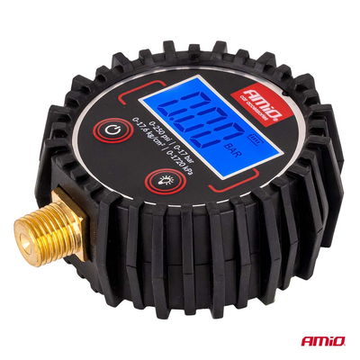 Amio - Ψηφιακό Μανόμετρο Πίεσης 17 bar με Λαστιχένια Προστασία - 1τεμ. (04463/AM)