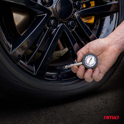 Amio - Μηχανικό μανόμετρο πίεσης ελαστικών 7 bar με περιστρεφόμενη κεφαλή και βαλβίδα εκτόνωσης – Αναλογικό υψηλής ακρίβειας - 1 τεμ. (04469/AM)