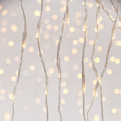 ΚΟΥΡΤΙΝΑ, 360 LED 3mm, 31V ΜΕΤΑΣΧΗΜΑΤΙΣΤΗ, ΠΡΟΓΡΑΜΜΑ SNOWFALL & ΜΝΗΜΗ, ΔΙΑΦΑΝO PVC ΚΑΛΩΔΙΟ, ΘΕΡΜΟ ΛΕΥΚΟ LED (H200 x W200cm, 20 ΣΕΙΡΕΣ x 18 LED), ΠΡΟΕΚΤΑΣΗ ΠΑΡΟΧΗΣ 3m, IP44