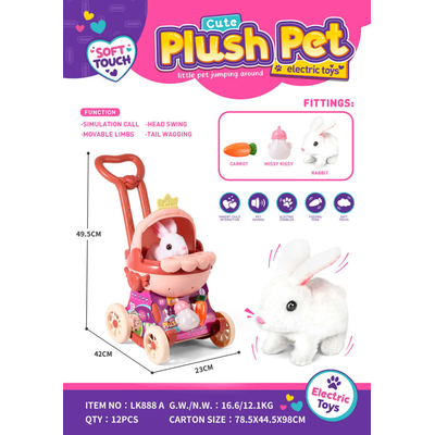 Σετ ηλεκτρονικό Κουνελάκι με καρότσι και αξεσουάρ - LK888A - 917397