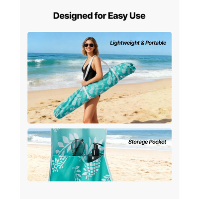 VEVOR Καμπάνα Παραλίας, Σκηνή Παραλίας 1,83 x 1,83 μ. με Πλευρικό Τοίχωμα, Προστασία UPF 50+, Εύκολη Εγκατάσταση Σκηνής Καμπάνα με Θήκες Άμμου, Μεγάλη Φορητή Ομπρέλα Σκίασης για Όλη την Οικογένεια & Φίλους