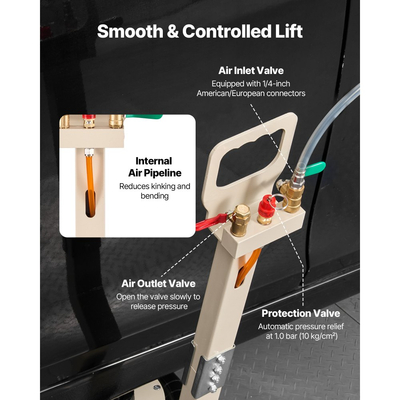 Αερόσακος VEVOR, Τριπλός Αερόσακος 3 Τόνων, Αερόσακος με Έξι Χαλύβδινους Σωλήνες, Ανύψωση Έως 450 mm, Πνευματικός Γρήγορης Ανύψωσης 1-6 s με Ρυθμιζόμενη Μακριά Λαβή & Ελαστικό Μαξιλάκι για Επισκευές Αυτοκινήτων, SUV, Pick-up Φορτηγών