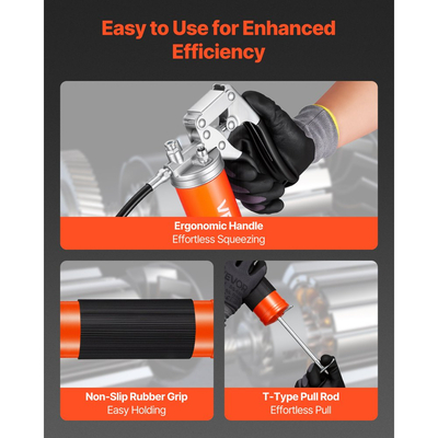 Πιστόλι λίπανσης VEVOR, 8000 PSI, Κιτ πιστολιού λίπανσης με πιστόλι και χωρητικότητα 0,4 L, Περιλαμβάνει εύκαμπτο σωλήνα 46 cm, σύνδεσμο λίπους διπλής λαβής, άκαμπτο σωλήνα προέκτασης και αιχμηρό ακροφύσιο για αυτοκίνητα, θαλάσσιες μεταφορές
