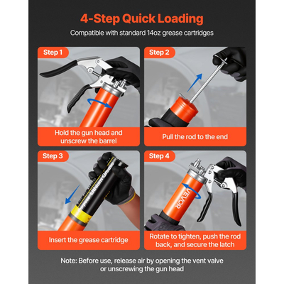 Πιστόλι λίπανσης VEVOR, υψηλής πίεσης 8000 PSI, κιτ πιστολιού λίπανσης βαρέως τύπου με λαβή πιστολιού και χωρητικότητα 0,4 L, περιλαμβάνει εύκαμπτο σωλήνα 46 cm, 1 άκαμπτο σωλήνα προέκτασης και 1 ακροφύσιο αιχμηρού τύπου για αυτοκίνητα, θαλάσσιες εφαρμογές.