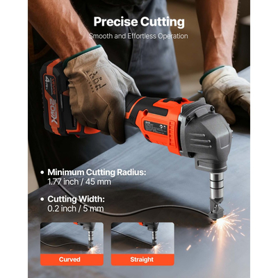Ασύρματο μεταλλικό τσιμπολόγημα VEVOR, με μπαταρία 20 V 4000 mAh, αποδοτικό κινητήρα χωρίς ψήκτρες 2200 RPM, ηλεκτρικό μεταλλικό τσιμπολόγημα με πλαστική θήκη μεταφοράς για κοπή χαλύβδινων φύλλων και φύλλων αλουμινίου