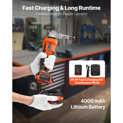 Ασύρματο μεταλλικό τσιμπολόγημα VEVOR, με μπαταρία 20 V 4000 mAh, αποδοτικό κινητήρα χωρίς ψήκτρες 2200 RPM, ηλεκτρικό μεταλλικό τσιμπολόγημα με πλαστική θήκη μεταφοράς για κοπή χαλύβδινων φύλλων και φύλλων αλουμινίου