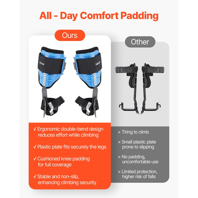 Ακίδες αναρρίχησης δέντρων VEVOR, Ρυθμιζόμενος εξοπλισμός αναρρίχησης δέντρων με ιμάντες και μαξιλάρι επένδυσης, Χωρητικότητα φορτίου 159 kg, Βαρέως τύπου χαλύβδινα ακίδες αναρρίχησης, Εξοπλισμός δενδροκόμου για μάζεμα φρούτων και κυνήγι