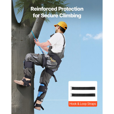 Ακίδες αναρρίχησης δέντρων VEVOR, Ρυθμιζόμενος εξοπλισμός αναρρίχησης δέντρων με ιμάντες και μαξιλάρι επένδυσης, Χωρητικότητα φορτίου 159 kg, Βαρέως τύπου χαλύβδινα ακίδες αναρρίχησης, Εξοπλισμός δενδροκόμου για μάζεμα φρούτων και κυνήγι