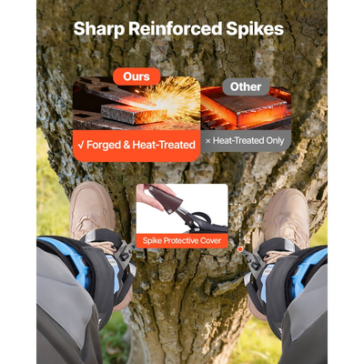 Ακίδες αναρρίχησης δέντρων VEVOR, Ρυθμιζόμενος εξοπλισμός αναρρίχησης δέντρων με ιμάντες και μαξιλάρι επένδυσης, Χωρητικότητα φορτίου 159 kg, Βαρέως τύπου χαλύβδινα ακίδες αναρρίχησης, Εξοπλισμός δενδροκόμου για μάζεμα φρούτων και κυνήγι