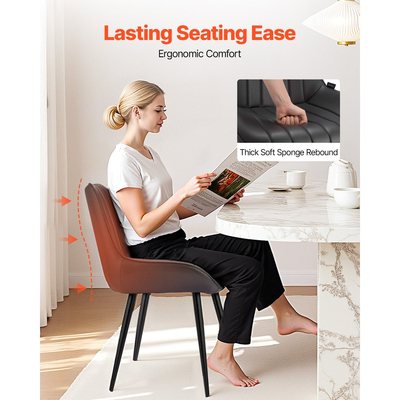 Σετ 8 μοντέρνων καρεκλών τραπεζαρίας VEVOR, πλαϊνή καρέκλα με ταπετσαρία από ύφασμα για τραπέζια φαγητού, καρέκλα τραπεζιού κουζίνας που εξοικονομεί χώρο με χοντρά μαξιλάρια και μεταλλικά πόδια, μαύρη