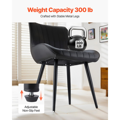 Σετ 8 μοντέρνων καρεκλών τραπεζαρίας VEVOR, πλαϊνή καρέκλα με ταπετσαρία από ύφασμα για τραπέζια φαγητού, καρέκλα τραπεζιού κουζίνας που εξοικονομεί χώρο με χοντρά μαξιλάρια και μεταλλικά πόδια, μαύρη