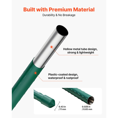 Πασσάλους κήπου VEVOR, Συσκευασία των 25, 1800 mm, Μεταλλικοί πασσάλοι ντομάτας με πλαστική επίστρωση, Ραβδιά κήπου για στήριξη φυτών, με μυτερό άκρο και αντιολισθητικά εξογκώματα για καλλιέργεια αναρριχώμενων φυτών, Λαχανικά εξωτερικού χώρου