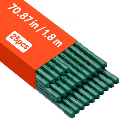 Πασσάλους κήπου VEVOR, Συσκευασία των 25, 1800 mm, Μεταλλικοί πασσάλοι ντομάτας με πλαστική επίστρωση, Ραβδιά κήπου για στήριξη φυτών, με μυτερό άκρο και αντιολισθητικά εξογκώματα για καλλιέργεια αναρριχώμενων φυτών, Λαχανικά εξωτερικού χώρου