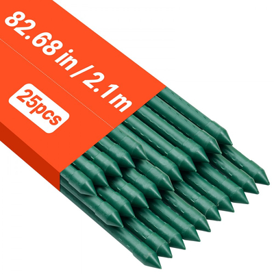 Πασσάλους κήπου VEVOR, Συσκευασία των 25, 2100 mm, Μεταλλικοί πασσάλοι ντομάτας με πλαστική επίστρωση, Ραβδιά κήπου για στήριξη φυτών, με μυτερό άκρο και αντιολισθητικά εξογκώματα για καλλιέργεια αναρριχώμενων φυτών, Λαχανικά εξωτερικού χώρου