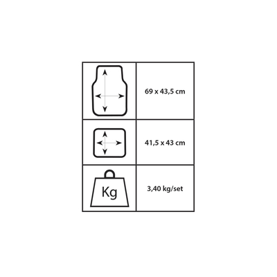Oto Top - Σετ Πατάκια Αυτοκινήτου Universal  από Μαλακό PVC STRATOS EVO – Αντιολισθητικά - 4τμχ. (0007846OT150/OTO)