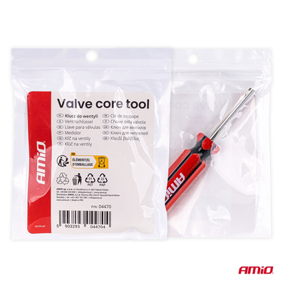 Amio - Εργαλείο Αφαίρεσης & Τοποθέτησης Βαλβίδας Ελαστικών (Valve Core Tool) – Για Αυτοκίνητα, Μοτοσυκλέτες & Ποδήλατα - 1 τεμ. (04470/AM)