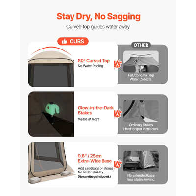 Σκηνή VEVOR με Σίτες, 3030 x 2650 x 2300 mm, Σκηνή με Αναδυόμενο Σίτες 4-8 Ατόμων με Εκτεταμένη Τέντα, Φορητή με Σίτες σε Στέγαστρο με Τσάντα Μεταφοράς, Διχτυωτά Πλαϊνά, για Βεράντα και Δραστηριότητες σε Εξωτερικό Χώρο, Μπεζ