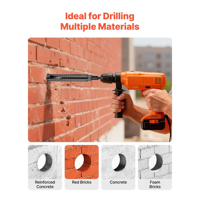 Τρυπάνι VEVOR με πυρήνα, διάμετρος 38 mm, βάθος τρυπήματος 241 mm, εσωτερικό σπείρωμα M16, διαμαντένιο τρυπάνι ξηρής διάτρησης με 3 προσαρμογείς, τρυπάνι πιλότου και εξαγωνικό κλειδί, για οπλισμένο σκυρόδεμα, κόκκινα τούβλα και τοιχοποιία