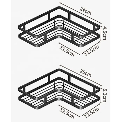 Σετ επιτοίχια γωνιακά ράφια μπάνιου - 5pcs - 2152-1 - 170134 - Black
