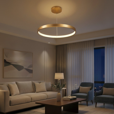 kelvo® NEMESIS KLV-101-0213 Κρεμαστό Φωτιστικό Οροφής LED 67W 6700lm 180° AC 220-240V IP20 Ρυθμιζόμενο Λευκό CCT με Χειριστήριο από 2700K έως 6000K Dimmable - Lumileds SMD Chip - Χρυσό Πλατίνα - Μ80 x Π80 x Υ4cm - 3 Χρόνια Εγγύηση