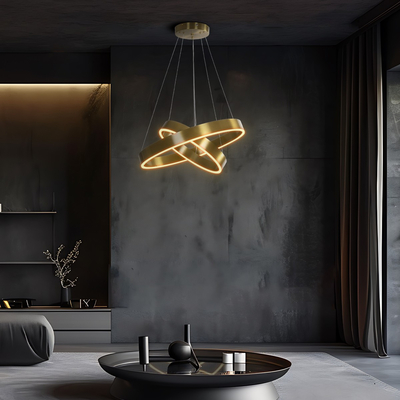 kelvo® VENOM KLV-101-0198-V2 Κρεμαστό Φωτιστικό Οροφής LED 75W 7500lm 120° AC 220-240V IP20 Ρυθμιζόμενο Λευκό CCT με Χειριστήριο από 2700K έως 6000K Dimmable - Lumileds SMD Chip - Χρυσό Πλατίνα - Μ60 x Π60 x Υ40cm - 3 Χρόνια Εγγύηση