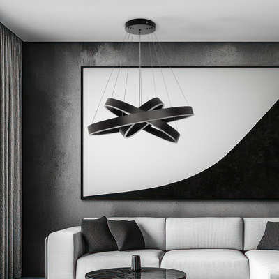 kelvo® VENOM KLV-101-0199-V2 Κρεμαστό Φωτιστικό Οροφής LED 120W 12000lm 120° AC 220-240V IP20 Ρυθμιζόμενο Λευκό CCT με Χειριστήριο από 2700K έως 6000K Dimmable - Lumileds SMD Chip - Μαύρο Ματ - Μ80 x Π80 x Υ80cm - 3 Χρόνια Εγγύηση