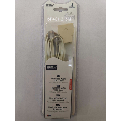 Καλώδιο γραμμής τηλεφώνου με διακλαδωτή - 6P4C1-2 - 5m - 674896