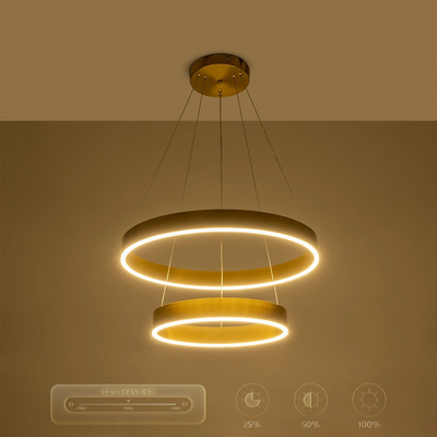 kelvo® VENOM KLV-101-0198-V2 Κρεμαστό Φωτιστικό Οροφής LED 75W 7500lm 120° AC 220-240V IP20 Ρυθμιζόμενο Λευκό CCT με Χειριστήριο από 2700K έως 6000K Dimmable - Lumileds SMD Chip - Χρυσό Πλατίνα - Μ60 x Π60 x Υ40cm - 3 Χρόνια Εγγύηση