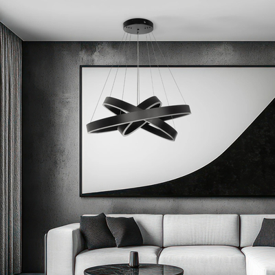 kelvo® VENOM KLV-101-0199-V2 Κρεμαστό Φωτιστικό Οροφής LED 120W 12000lm 120° AC 220-240V IP20 Ρυθμιζόμενο Λευκό CCT με Χειριστήριο από 2700K έως 6000K Dimmable - Lumileds SMD Chip - Μαύρο Ματ - Μ80 x Π80 x Υ80cm - 3 Χρόνια Εγγύηση