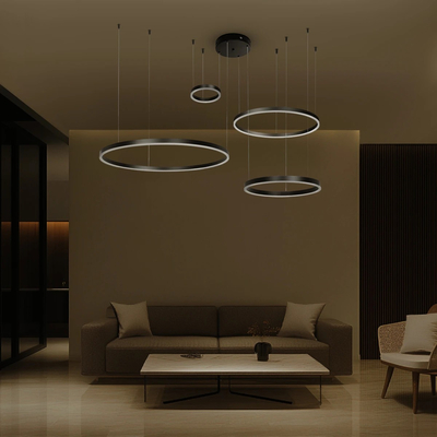 kelvo® VENOM KLV-101-0202 Κρεμαστό Φωτιστικό Οροφής LED 150W 15000lm 120° AC 220-240V IP20 Ρυθμιζόμενο Λευκό CCT με Χειριστήριο από 2700K έως 6000K Dimmable - Lumileds SMD Chip - Μαύρο Ματ - Μ150 x Π90 x Υ60cm - 3 Χρόνια Εγγύηση