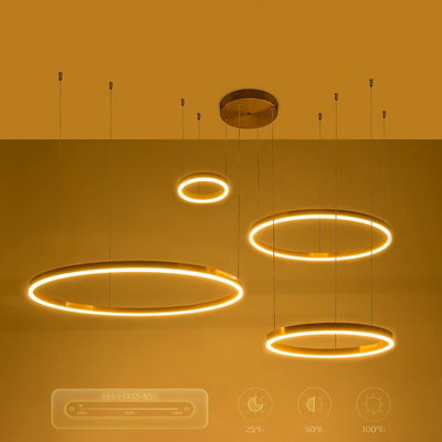 kelvo® VENOM KLV-101-0204 Κρεμαστό Φωτιστικό Οροφής LED 150W 15000lm 120° AC 220-240V IP20 Ρυθμιζόμενο Λευκό CCT με Χειριστήριο από 2700K έως 6000K Dimmable - Lumileds SMD Chip - Χρυσό Πλατίνα - Μ150 x Π90 x Υ60cm - 3 Χρόνια Εγγύηση