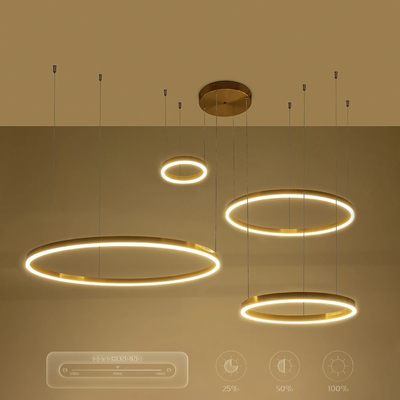 kelvo® VENOM KLV-101-0204 Κρεμαστό Φωτιστικό Οροφής LED 150W 15000lm 120° AC 220-240V IP20 Ρυθμιζόμενο Λευκό CCT με Χειριστήριο από 2700K έως 6000K Dimmable - Lumileds SMD Chip - Χρυσό Πλατίνα - Μ150 x Π90 x Υ60cm - 3 Χρόνια Εγγύηση